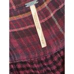 Free People Burgundy Plaid Gauze Button Up Shirt Tunic Top Women's Medium Photo 3
