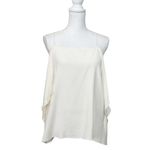 Theory  Womens Petteri Rosina Crepe Top White Cold Shoulder Size Small Photo 2
