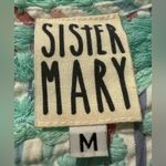 Sister Mary Madeline Cotton Stripe Seersucker Embroidered House Dress Medium Blue Photo 3