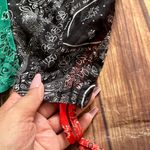 SheIn Women Ruched Drawstring Side Paisley Colorblock Sheer Mesh Crop Top Sz L Photo 8