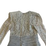 Ricki Lang For Nuit Vintage 1970s Lace Sheer Dress Pleated Size Large Women's Silver Photo 7