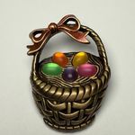 Signed JJ Easter Egg Basket With Bow Brooch Pin Jonette Jewelry Gold Photo 0