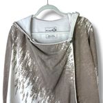 Free People We The Free Brown Abstract Asymmetrical Button Front Hoodie Sweater Photo 2