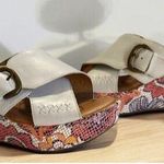 Born Curstyn White Leather Floral Mosaic Platform Wedge Mule Shoe Size 8M Women Photo 0