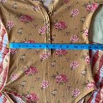 Free People Dylan Thermal Henley Floral Printed Bodysuit Tan Combo XS Photo 13