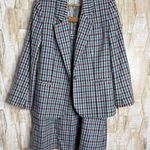 Leslie Fay  Personal Skirt Suit Size 8 Plaid Check‎ WOOL-BLEND Vintage Blazer Photo 0