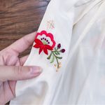 vintage • silk embroidered peasant blouse floral 50s 60s Peony Chinese folk Size XS Photo 8