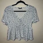SheIn Blue and White Short Sleeve Floral Top NWOT Photo 1