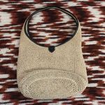 Brighton crocheted woven straw rafia leather beige black shoulder hobo soho hand bag Photo 1