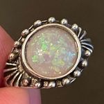 Vintage simulated opal silver plated ring size 6.75 Photo 5