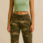 Mossimo Y2K Camo Cargo Pants | Size 7 | Full Length | Ripstop Cotton Green Photo 0