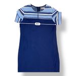 Vilagallo Vediana Blue Striped Jacquard‎ Mini Dress Size 8 Boho Embroidered Photo 3