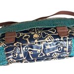 Fossil Blue and Tan Messenger Crossbody Bag with Long Strap Photo 5