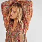Free People Feeling Groovy Boho Floral Flowy Long Sleeve Maxi Dress in Emerald Photo 2