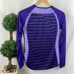 Nike  Women Black & Purple Striped Long Sleeve Athletic Sport Dri-Fit Shirt Top S Photo 1