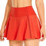 CRZ Yoga Red High Waisted Tennis Mini Pleated Skirt Spandex Inner Shorts Skort Photo 2