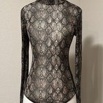 AQUA Mockneck snakeskin mesh bodysuit Photo 0