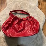Hype Shoulder Bag Purse Red Engraved Scrunch Top Snap Closure Floral Women Hobo Photo 0