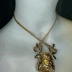 Betsy Johnson Christmas Red Nose Reindeer Pendant Gold Tone Holiday Neck… Photo 7