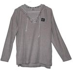 PINK - Victoria's Secret  Gray White Pullover Long Sleeve Hooded Shirt Sweater Sz S Photo 0