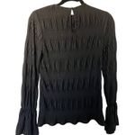 Prologue  Women's Black Ruffle Long Sleeve Crinkle Blouse - Size Medium - NWT Photo 2