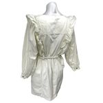 Free People  Imogene Cream Mini Dress Long Sleeve Ruffle Zip Mini Sheath Dress S Photo 1