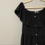 ASOS  Black Ruffled Shoulder Knee Length Dress Womens 14 Whimsigoth Buttons Photo 6