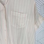 Madewell XS Pink White Striped Tie Front Button Down Short Sleeve Shirt Photo 4