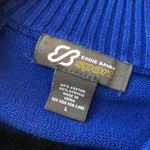 Eddie Bauer  Sport Womens Sweater 1/4 Zip Cotton Blend Ribbed Blue L Photo 2