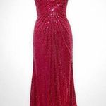 La Femme  Red Sequin Strapless Formal Dress Prom Evening Gown Mermaid Size 4 Photo 0