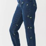 BDG Yellow High Rise Slim Mom Jeans Buttercup Blue Floral Size 27 Photo 3