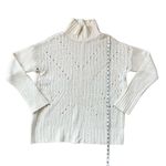 BCBGMAXAZRIA  Gardenia Cream Sequin Merino Wool Mock Neck Tunic Sweater Sz Small Photo 9