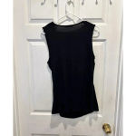 Three Dots Vintage  Viscose Black Drape Front Blouse Top Size‎ Large Made In USA Photo 3