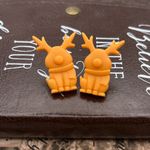 Handmade Orange Reindeer Stud Earrings • Holiday Gift Stocking Stuffer Photo 0