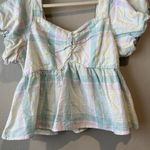 Old Navy Puff-Sleeve Smocked Seersucker Babydoll Swing Blouse Women XL Photo 6