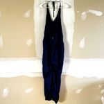 prAna  Fernie Jumpsuit Surplice Halter Deep V Neck Smocked Waist Blue Large Photo 5