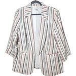 Bar III Open Front Striped Linen Blend Blazer Size 1X Photo 0