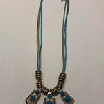 CGU *B3G1 NECKLACE EARRINGS SET gold tone‎ turquoise stand necklace dangle Blue Photo 4