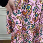 Vintage 70s Tribute Mod Floral Paisley Shirt Dress Long XL Pink Photo 3