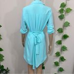EXPRESS  Teal Aqua Button Down Military Dress Photo 11
