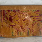 Valerie Leather Clutch Bag Womens Large Tan Multicolor Jaguar Jungle Embossed Photo 0