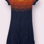 Free People  Orange and Navy Blue Sunset Knit Sweater Dress Small Photo 0