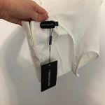 Pretty Little Thing NEW NWT Woven Cross Front Cutout Stirrup Hem Top Cream Ivory 8 Photo 6