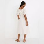 Madewell Puff-Sleeve Button-Wrap Midi Dress in Undyed Stripe Cotton Linen Size 6 Photo 1