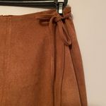 She & Sky Brown Faux Suede Wrap Gored Skirt With Side Tie Photo 2