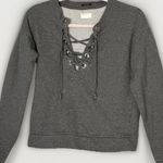 MOTHER The Tie Up Easy Sweatshirt Lace Up Charcoal Gray Heather Size Small Photo 0