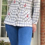 Vintage 60s Nautical Embroidered Sweater Jacket White Size M Photo 7