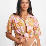 Blackbough  Classic Yellow Polo Exclusive Floral Hawaiian Beach Coverup Shirt | S Photo 3