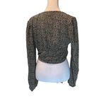 SheIn Black & White Animal Print Long Elastic Sleeve Tie Front Lightweight Wrap Photo 3