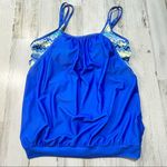 None Chevron Blouson Tankini Set Adjustable Spaghetti Straps Tie-Side Bottoms Photo 3